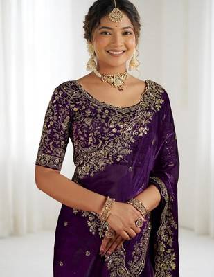 Jimmy choo embroidery work embellished wedding wear saree unstitched blouse piece 3
