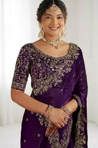 Jimmy choo embroidery work embellished wedding wear saree unstitched blouse piece
