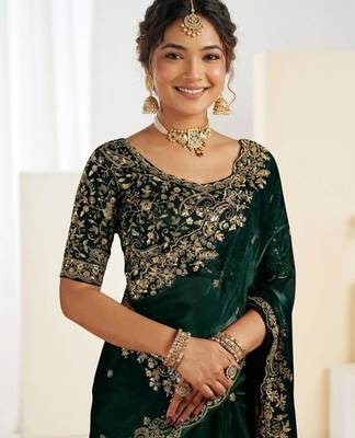 Jimmy choo embroidery work embellished wedding wear saree unstitched blouse piece 2