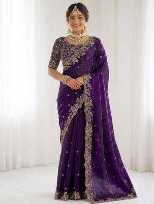 Jimmy choo embroidery work embellished wedding wear saree unstitched blouse piece 1