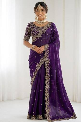 Jimmy choo embroidery work embellished wedding wear saree unstitched blouse piece