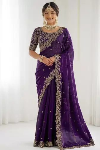 Jimmy choo embroidery work embellished wedding wear saree unstitched blouse piece