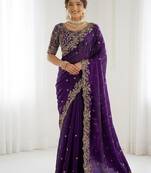 Jimmy choo embroidery work embellished wedding wear saree unstitched blouse piece