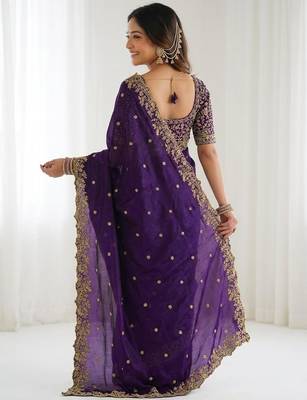 Jimmy choo embroidery work embellished wedding wear saree unstitched blouse piece 4
