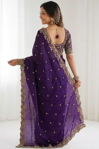 Jimmy choo embroidery work embellished wedding wear saree unstitched blouse piece