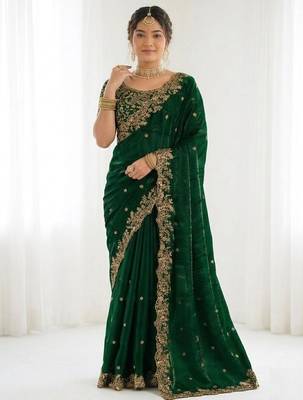 Jimmy choo embroidery work embellished wedding wear saree unstitched blouse piece 4
