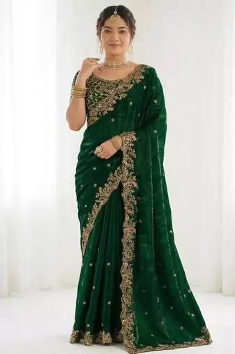 Jimmy choo embroidery work embellished wedding wear saree unstitched blouse piece