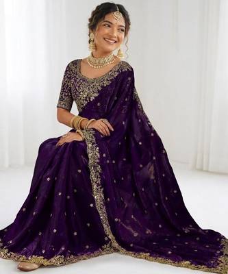 Jimmy choo embroidery work embellished wedding wear saree unstitched blouse piece 5