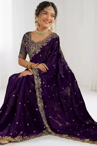 Jimmy choo embroidery work embellished wedding wear saree unstitched blouse piece