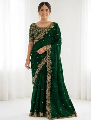 Jimmy choo embroidery work embellished wedding wear saree unstitched blouse piece 1