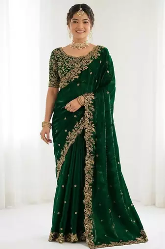 Jimmy choo embroidery work embellished wedding wear saree unstitched blouse piece