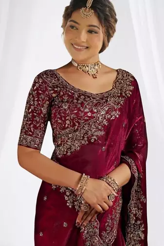 Jimmy choo embroidery work embellished wedding wear saree unstitched blouse piece