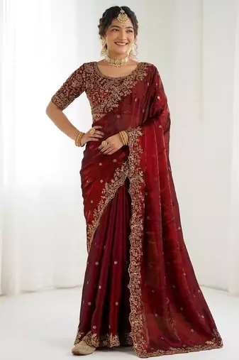 Jimmy choo embroidery work embellished wedding wear saree unstitched blouse piece
