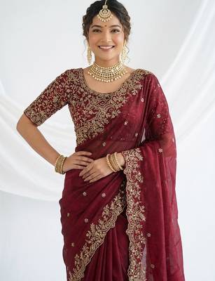 Jimmy choo embroidery work embellished wedding wear saree unstitched blouse piece 3