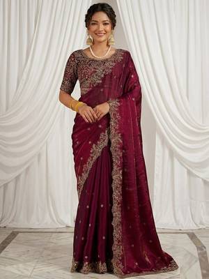 Jimmy choo embroidery work embellished wedding wear saree unstitched blouse piece 1