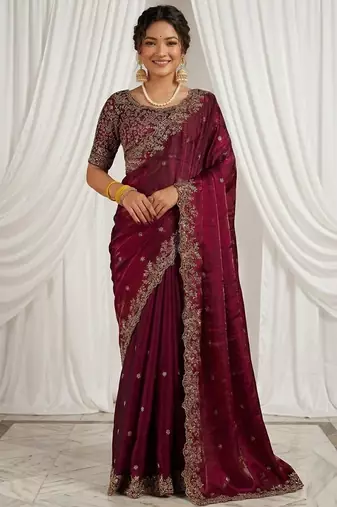 Jimmy choo embroidery work embellished wedding wear saree unstitched blouse piece