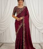 Jimmy choo embroidery work embellished wedding wear saree unstitched blouse piece