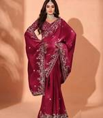 Jimmy choo embroidery work embellished wedding wear saree unstitched blouse piece