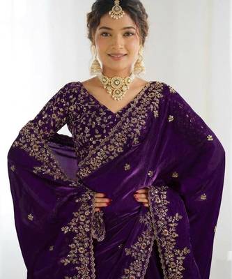 Jimmy choo embroidery work embellished wedding wear saree unstitched blouse piece 2