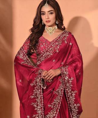 Jimmy choo embroidery work embellished wedding wear saree unstitched blouse piece 3