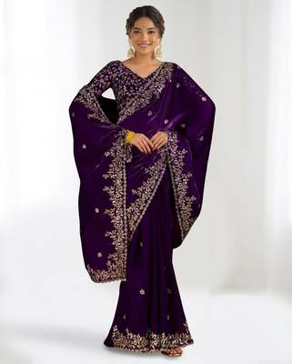 Jimmy choo embroidery work embellished wedding wear saree unstitched blouse piece 3