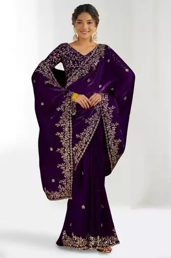 Jimmy choo embroidery work embellished wedding wear saree unstitched blouse piece
