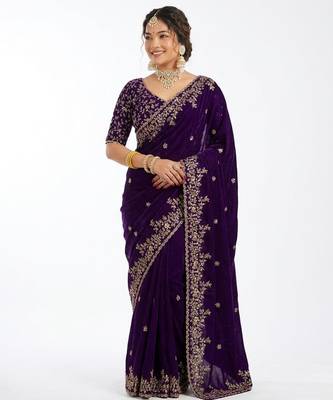 Jimmy choo embroidery work embellished wedding wear saree unstitched blouse piece 4