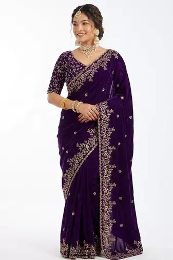 Jimmy choo embroidery work embellished wedding wear saree unstitched blouse piece