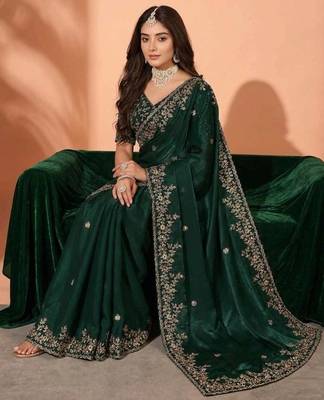 Jimmy choo embroidery work embellished wedding wear saree unstitched blouse piece 3