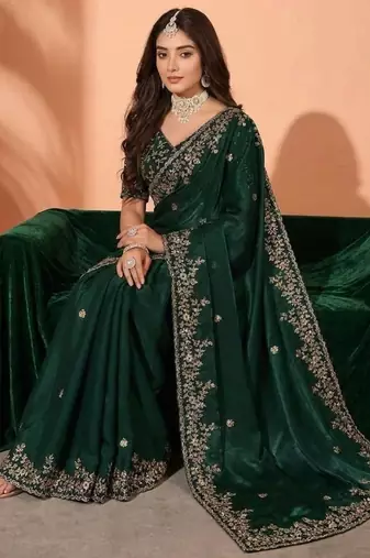 Jimmy choo embroidery work embellished wedding wear saree unstitched blouse piece