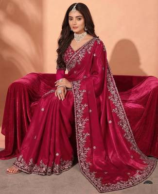 Jimmy choo embroidery work embellished wedding wear saree unstitched blouse piece 5