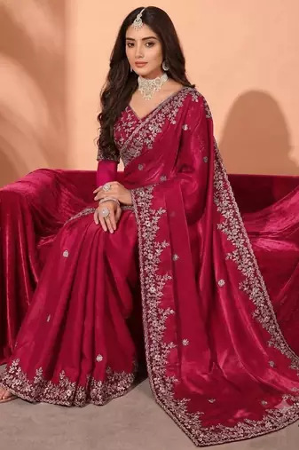 Jimmy choo embroidery work embellished wedding wear saree unstitched blouse piece