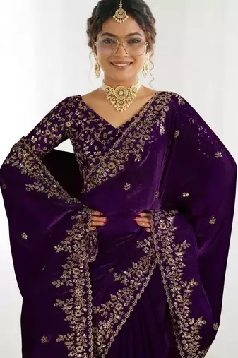 Jimmy choo embroidery work embellished wedding wear saree unstitched blouse piece