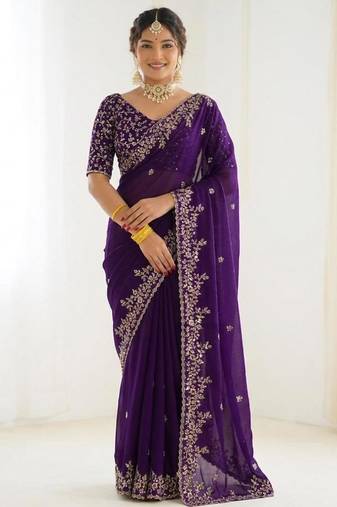 Jimmy choo embroidery work embellished wedding wear saree unstitched blouse piece