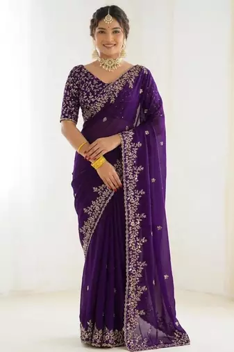 Jimmy choo embroidery work embellished wedding wear saree unstitched blouse piece