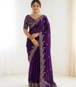 Jimmy choo embroidery work embellished wedding wear saree unstitched blouse piece