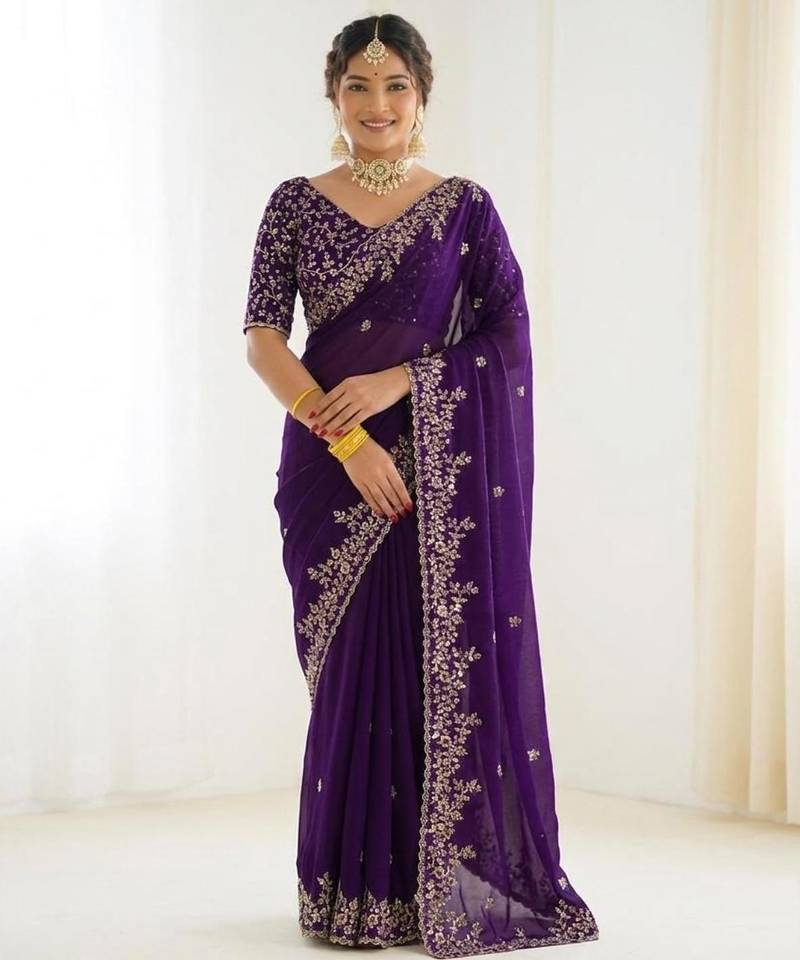 Jimmy choo embroidery work embellished wedding wear saree unstitched blouse piece