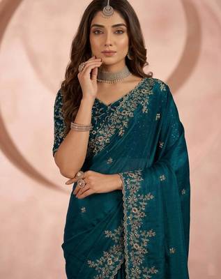 Jimmy choo embroidery work embellished wedding wear saree unstitched blouse piece 2
