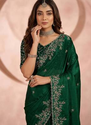 Jimmy choo embroidery work embellished wedding wear saree unstitched blouse piece 4