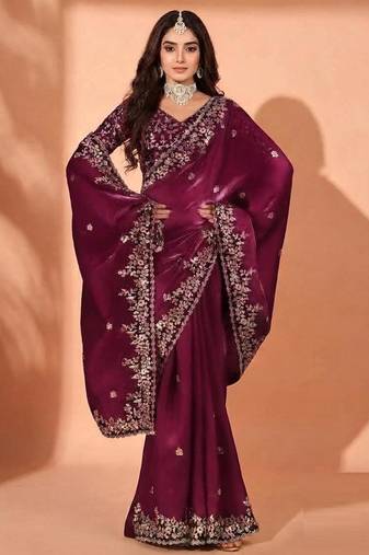 Jimmy choo embroidery work embellished wedding wear saree unstitched blouse piece