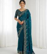 Jimmy choo embroidery work embellished wedding wear saree unstitched blouse piece