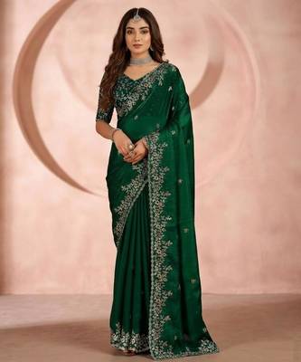 Jimmy choo embroidery work embellished wedding wear saree unstitched blouse piece 1