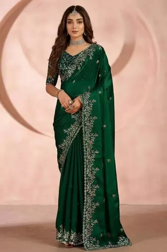 Jimmy choo embroidery work embellished wedding wear saree unstitched blouse piece