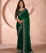 Jimmy choo embroidery work embellished wedding wear saree unstitched blouse piece