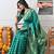 teal woven design silk blend ready to wear saree | pre draped party wear saree