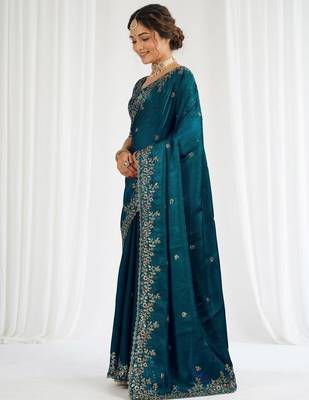 Jimmy choo embroidery work embellished wedding wear saree unstitched blouse piece 3