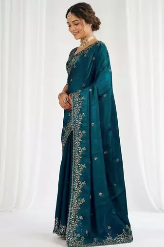Jimmy choo embroidery work embellished wedding wear saree unstitched blouse piece