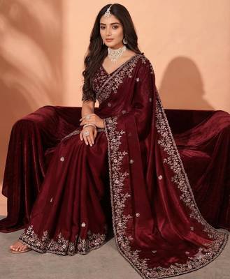 Jimmy choo embroidery work embellished wedding wear saree unstitched blouse piece 4