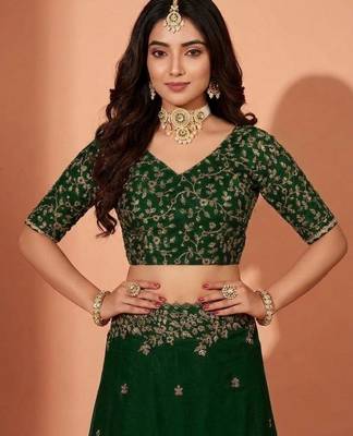 Jimmy choo embroidery work embellished wedding wear saree unstitched blouse piece 5