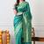 teal woven design silk blend ready to wear saree | pre draped party wear saree